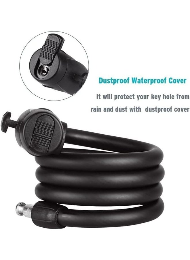 ChicAbode قفل الدراجة, كابل الصلب ملفوف قفل آمن مع قفل مفتاح متكامل, تركيب قوس, قفل مزيج قابل لإعادة تعيين للدراجة عربة الدراجة الدراجة الدراجة الدراجة الدراجة الدراجة الدراجة الكهربائية في الهواء الطلق, 4 أقدام, قطر 1/2 بوصة - Image 5